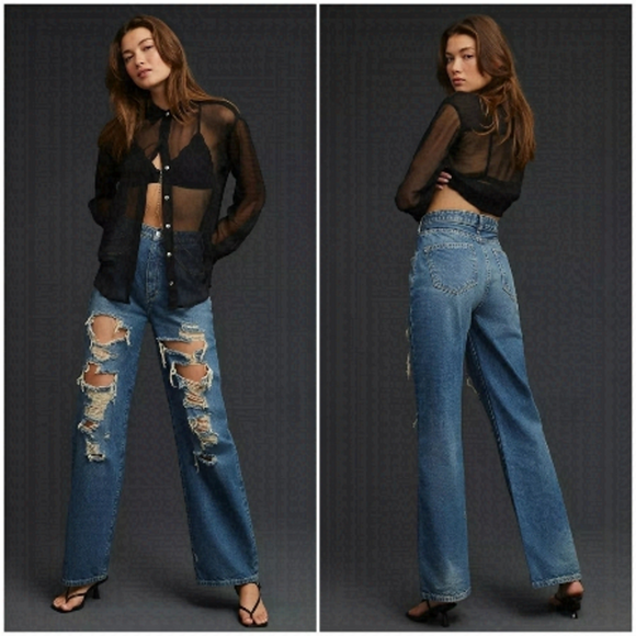 Anthropologie Denim - Anthropologie Pilcro Joey Jeans High Rise Straight Leg Distressed Front